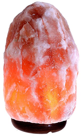 Himalayan Salt Lamp,Hand Carved Natural Glow Crystal, Bulb & Dimmer Control Included, Wood Base, Purifies Air, UL Approved, 9-11”, 8-13 lbs, By Tiabo