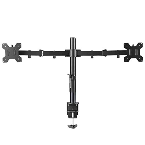 Suptek Fully Adjustable Dual Arm LCD LED Monitor Desk Mount Stand Bracket for 13"-27" Screens with ±45° Tilt, 360° Rotation & 180° Pull Out Swivel Arm - Max VESA 100x100 MD6442