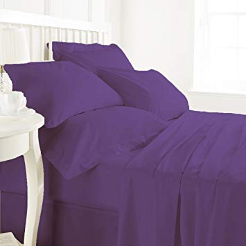 300 TC 100% Egyptian Cotton 4 Piece Sheet Set 12 inch drop Purple Queen By Kotton Culture Solid {1 Fitted Sheet (60 x 80 inches) 1 Flat Sheet (90 x 102 inches) 2 Pillow Cases (20 x 30 inches)}