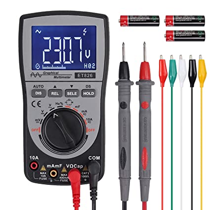 Oscilloscope Multimeter 4000-Count Automatic Range Multimeter 200k High-Speed A/D Automatic Waveform Capture Function DC/AC Voltage/Current Test with Backlit Color Display