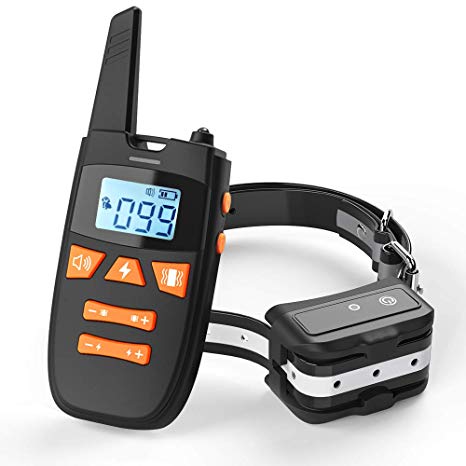 Dog Training Collar with Remote, Rechargeable Shock Collar Up to Remote Range 2000FT & IPX7 Level Waterproof with Beep/Vibration/Shock 3 Training Modes for Small Medium Large Dogs, All Breeds