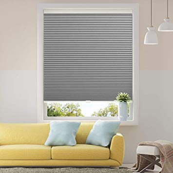 SBARTAR Cellular Shades Cordless Blackout Honeycomb Blinds Fabric Window Shades 35x38 inch, Cool Silver(Blackout)