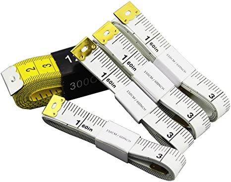 Soft Tape Measure 5 Pcs Measuring Tape for Tailor Dress Making Cloth Measures BMI Ruler Body Measurements Monitor (4 PCS 60” White   1 PCS 120” Yellow)