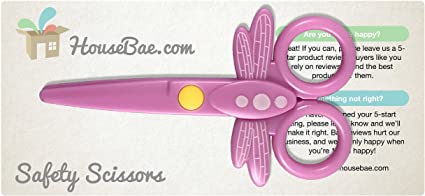 HouseBae Dragonfly Child Safety Scissors, 4.75 inch (Pink)