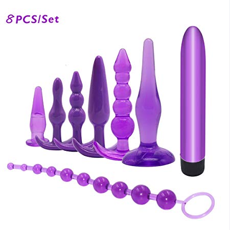 Bantie 8PCS Anal Butt Plugs Trainer Kit Beginner Set Medical Silicone Prostate Massager(Purple)