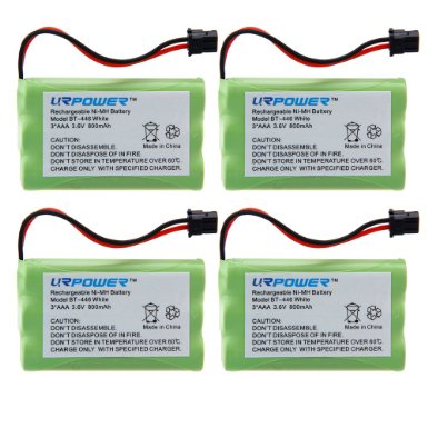 URPOWER® 4 Pack 3.6V Ni-MH 800mAh Cordless Home Phone Battery for Uniden BT-446 BP-446 BT-1005 BT1005 DCT646 DCX770 DXC700 TRU8885 TRU8885-2 TRU88852 TRU8888 TRU9460 TRU9465 TRU9480 TXC-146 TXC-400 TXC-580 TXC-860A UIP1868 UIP1868-8 UIP18688 TCX905 TRU446