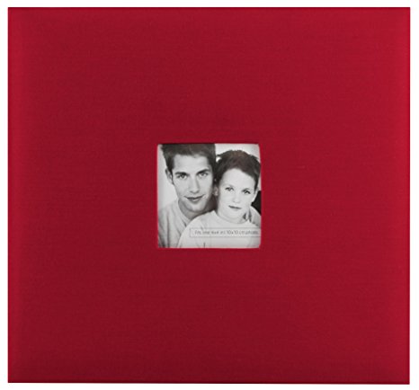 MBI by MCS Fashion Fabric 12-Inch by 12-Inch Page Top Load Scrapbook with Photo Opening, Red, 13.2 x 12.5 Overall