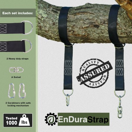 Premium Tree Swing Hanging Straps (set of 2) - Durable Swing Set Kit Featuring Heavy Duty Polyester Material and Rust Resistant Hardware - Easy to Install Tree Swing, Hammock or nearly ANYTHING