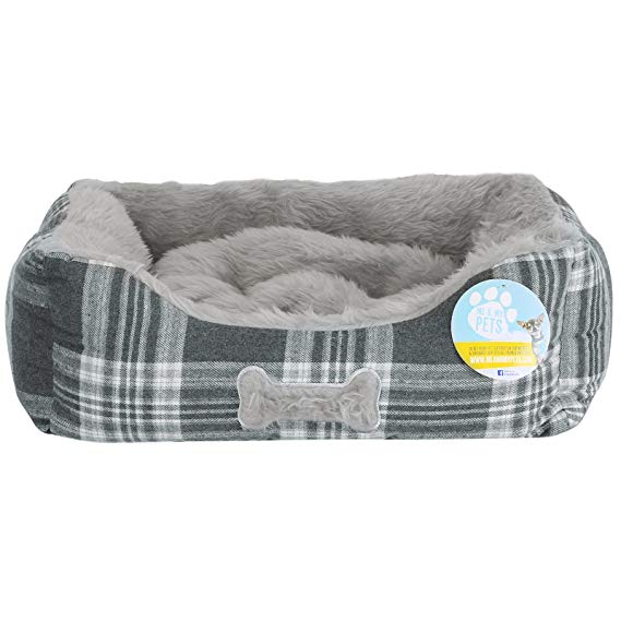 Me & My Super Soft Grey Check Pet Bed - Choice of Size