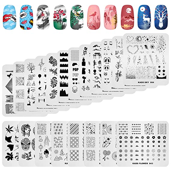 KADS 20Pcs Nail Stamp Plates set Nails Art Stamping Plates Leaves Flowers Animal Chinese Style Nail plate Template Image Plate