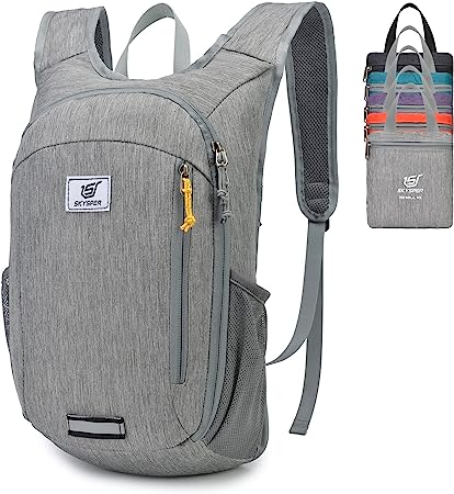 SKYSPER Small Daypack 10L Hiking Backpack Packable Lightweight Travel Day Pack for Women Men(Grey)