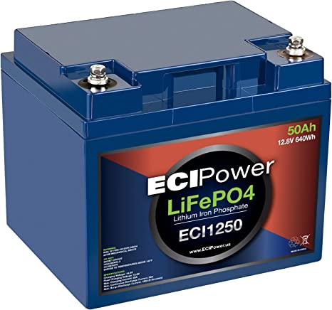 ECI Power 12V 50Ah Lithium LiFePO4 Deep Cycle Rechargeable Battery | 2000-5000 Life Cycles & 10-Year Lifetime | Built-in BMS | Perfect for RV, Solar, Marine, Overland, Off-Grid Applications