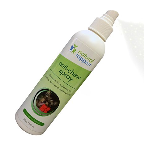 Natural Rapport Anti Chew Dog Repellent Spray - Stops Destructive Chewing - Safe for Pets - Effective Dog Training Tool for Puppies and Dogs of All Sizes - 8 fl oz (237 mL)
