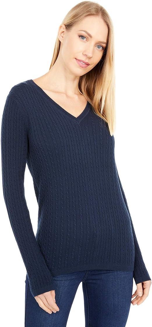 Tommy Hilfiger Women's Lightweight Vneck Cable Sweater