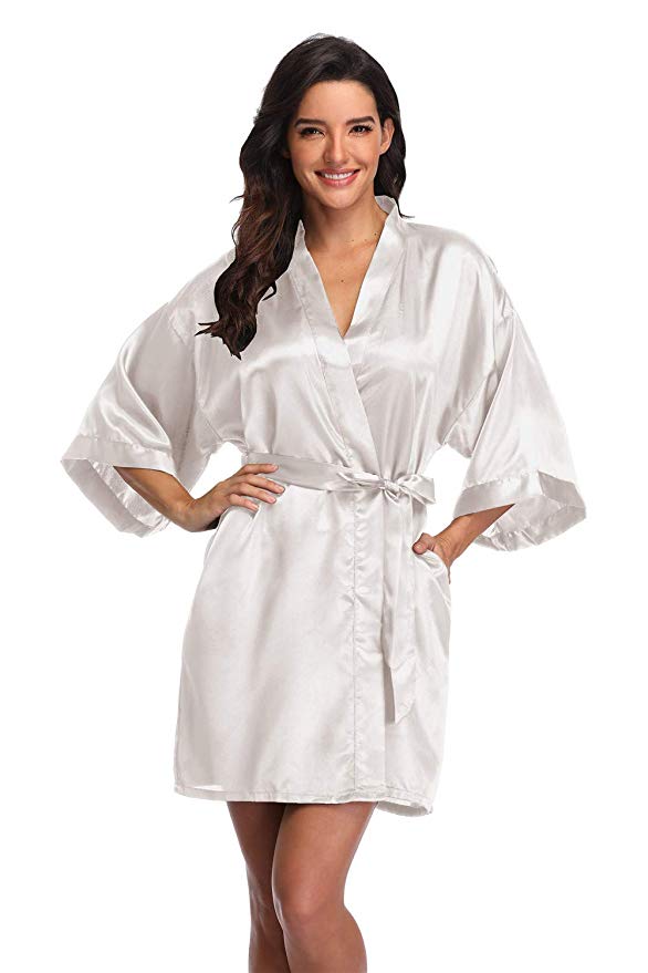 Women's Pure Short Silky Robes Bridesmaid Bride Party Satin Robes Sleepwear