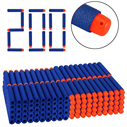 Refill Bullet Darts for Nerf Elite, Dreampark Foam Dart for N-strike Elite 200 PCS Soft Hollow Rubber Tips ( Blue )