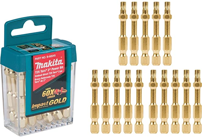 Makita B-60545 Impact Gold T25 Torx 2″ Power Bit, 15/Pk