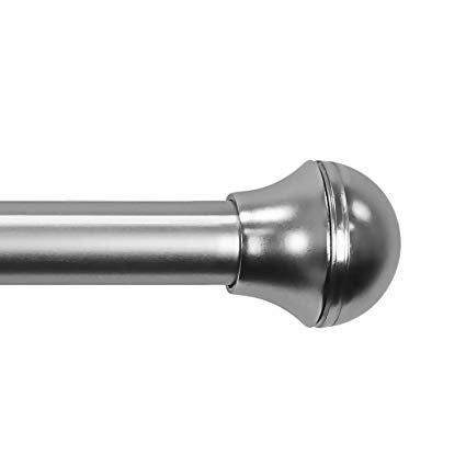 CHICOLOGY Curtain Rods, with Drapery Hardware 3/4-in. Diameter Half Ball Finial, Tubal Satin Nickel - Extends 24 to 48 in.