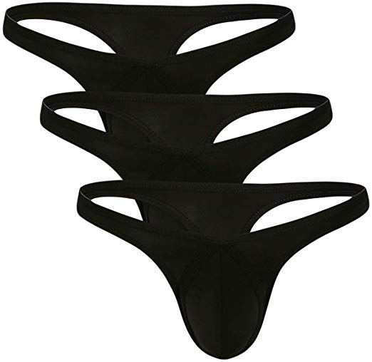 NEIKU Men's Underwear Thong Ice Silk Bikini Briefs G-String T-Back Undies