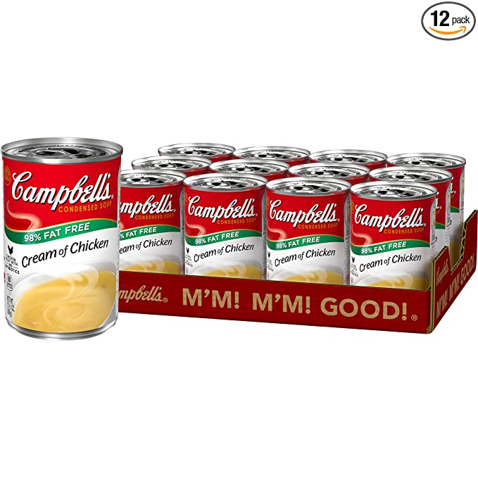 Campbell's Condensed 98% Fat Free Cream of Chicken Soup, 10.5 oz. Can (Pack of 12)