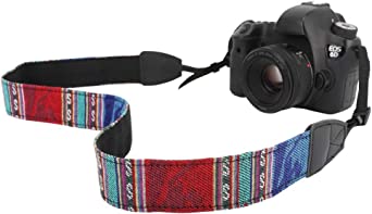 MoKo Camera Strap, Premuim Cotton Canvas Braided Adjustable Universal Sling Shoulder Neck Belt for All DSLR Digital Camera Canon, Fuji, Nikon, Olympus, Panasonic, Pentax, Sony - Bohemia Blue