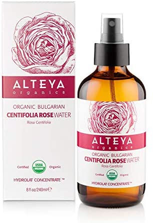 Alteya Organic Centifolia Rose Water Spray 240ml Glass bottle- 100% USDA Certified Organic Authentic Pure Rosa Centifolia Flower Water Steam-Distilled and Sold Directly by the Grower Alteya Organics