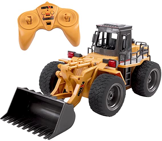 deAO RC Front Loader Dumper Truck Excavator with LED Lights and Sounds Radio Controlled Construction Truck Include Rechargeable Battery and Charger