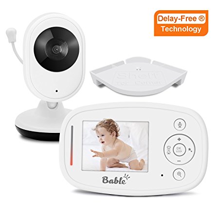 Bable Baby Monitor X1-Plus with Delay-Free Technology, 2.4GHz Baby Monitor with Camera, Infrared Night Vision, Two Way Talk, Temperature Monitoring, Lullabies, Projection and Corner Shelf