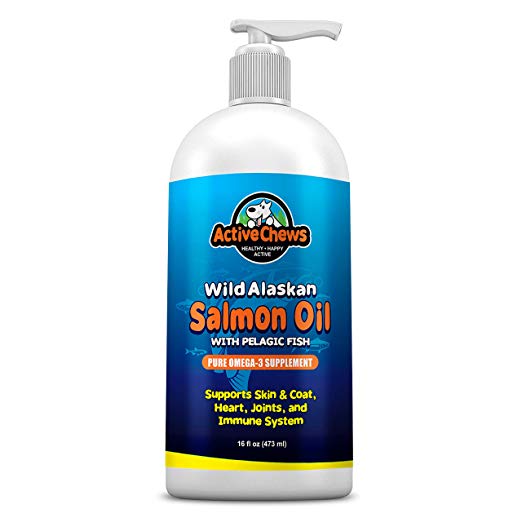 Active Chews Wild Alaskan Salmon Oil for Dogs - Natural Fish Oil for Dogs, Rich in Omega 3 for Dogs - Dog Skin and Coat Supplements, Supports Hip and Joint, Heart, Immune Health - 16 FL OZ