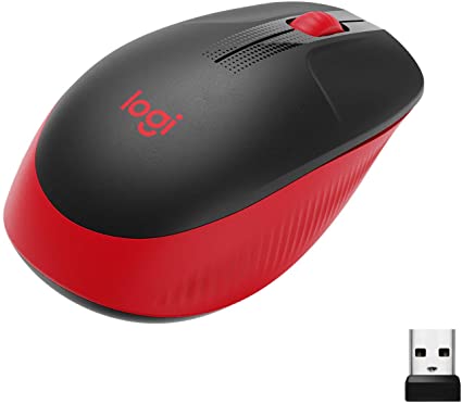 Logitech M190 Wireless Mouse Full Size Comfort Curve Design 1000Dpi Red