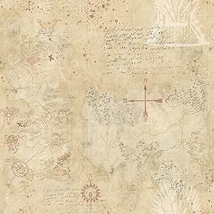 RoomMates RMK12617RL Tan Game of Thrones Map Peel and Stick Wallpaper