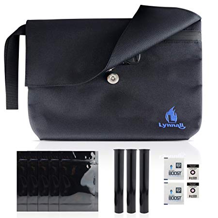Lynnall Premium Smell Proof Bag (11x2.5x8 inch) Travel Organizer Pouch | Odor Eliminator Bags | Divider Pockets | Carbon Lined so No Smell Escapes | Combination Lock | Bonus Accessory Bundle Included