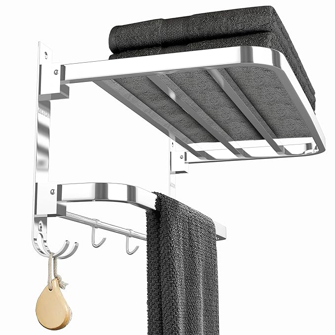 ALTON BTA30001, Stainless Steel Folding Towel Rack for Bathroom/Towel Stand/Hanger/Bathroom Accessories (24 Inch-Chrome)