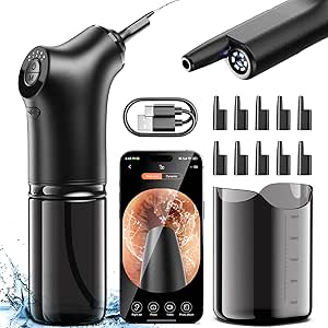 Water Powered Ear Cleaner with Camera, Electric Ear Wax Removal Tool with Camera, Ear Irrigation Kit with 4 Clean Mode, Safe and Effective Earwax Removal Kit for Adults with 10 Ear Tips