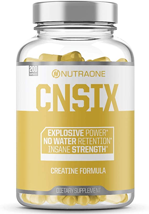 CNSix Creatine Capsules by NutraOne – Creatine HCL to Help Build Lean Muscle (600mg - 200 Capsules)