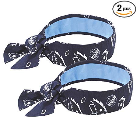 Cooling Bandana, Navy Western, Lined with Evaporative PVA Material for Fast Cooling Relief, Tie for Adjustable Fit, Ergodyne 6700CT, 2-Pack