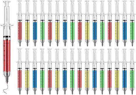 SunAngel Syringe Pens, Nurse Pen Writes In Black Ink, For Boys And Girls, Imaginary Doctor Play, School Supplies(32PCS)
