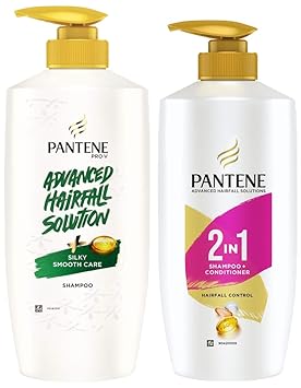 Pantene Advanced hairfall solution 2 in 1 Hair Fall control Shampoo   Conditioner, 650 ml & Pantene Advanced Hairfall Solution, Silky Smooth Care Shampoo, Pack of 1, 650ML, Green