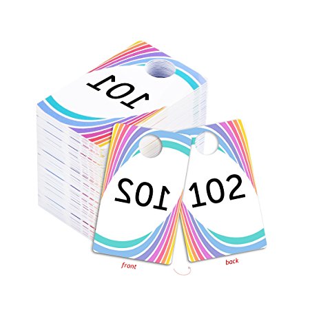 Live Sale Plastic Tags, 001-999 Number Series, Reusable Normal and Reverse Mirror Image Hanger Cards, Select a Set of 100 Numbers, (101-200)