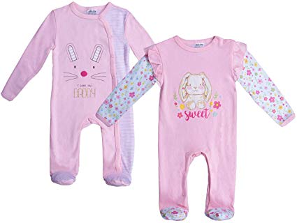 Kinbor Baby Footed Pajamas Sleeper – 2 Packs Infant Girls Boys Footie Sleeper Newborn Cotton Sleepwear Infant Outfits