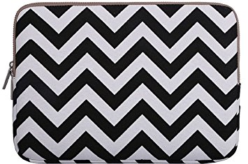 Mosiso Laptop Sleeve, Canvas Fabric Case Cover for 12.9 iPad Pro / 13 - 13.3 Inch Laptops / Notebook / MacBook Air / MacBook Pro / Pro Retina with Small Case for Charger or Magic Mouse, Chevron Black