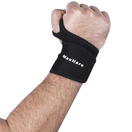 MaxKare Wrist Brace, Adjustable Neoprene Wrist Support-One Size Black
