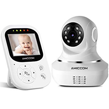 Baby Monitor - Video Baby Monitor with Camera - Night Vision Video Baby Camera with Two-Way Talk/ 2.4 inch HD Screen/Remote Pan& Tilt Camera/Temperature Monitoring