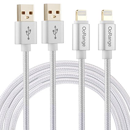 2 Pack OoRange Nylon Braided Lightning to USB Sync Charge Cable Cord Charger For iPhone 7, iPad, iPod - 6.5 Feet (2 Meters)