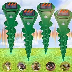 Mole Repellent for Lawns,Ultrasonic Mole Repellent Solar Powered Outdoor,Mole and Vole Repellent Waterproof,Effectively Drives Away Mole Gopher Solar Mole Repellent for Yard(4 Pack)
