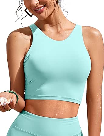 CRZ YOGA Women's Racerback Bikini Tops Quick Dry Modest Swimsuit Top Sports Padded Bathing Suit