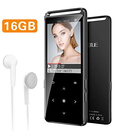 MP3 Player 16GB, BENGJIE Portable Mp3 Player with FM Radio with Headphones, HiFi Lossless Music Player, Voice Recorder, Touch Button Sound Audio Player, Support up to 128GB, 1.8 Inch, Black.