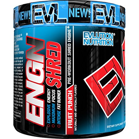 Evlution Nutrition ENGN SHRED Pre workout Thermogenic Fat Burner Powder, Energy, Weight loss, 30 Servings (Fruit Punch) Picamilon Free