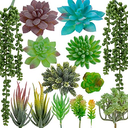 ipekar Artificial Succulents, 14PCS Fake Succulent Plants, Suitable for Indoor/Outdoor Decor, Office and Garden Arrangements