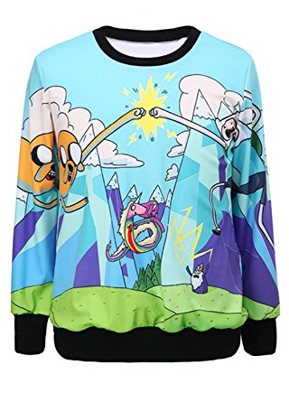 Zanuce Neon Galaxy Cosmic Colorful Patterns Print Sweatshirt Sweaters
